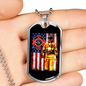 Firefighter With American Flag Necklace Stainless Steel or 18k Gold Dog Tag 24" Chain-Express Your Love Gifts