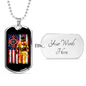 Firefighter With American Flag Necklace Stainless Steel or 18k Gold Dog Tag 24" Chain-Express Your Love Gifts