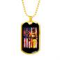 Firefighter With American Flag Necklace Stainless Steel or 18k Gold Dog Tag 24" Chain-Express Your Love Gifts