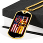 Firefighter With American Flag Necklace Stainless Steel or 18k Gold Dog Tag 24" Chain-Express Your Love Gifts