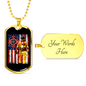 Firefighter With American Flag Necklace Stainless Steel or 18k Gold Dog Tag 24" Chain-Express Your Love Gifts