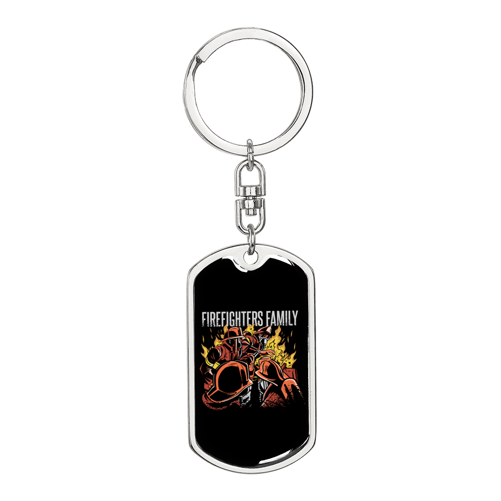Firefighters Family Keychain Stainless Steel or 18k Gold Dog Tag Keyring-Express Your Love Gifts