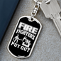 Firefighters Put Out Fire Keychain Stainless Steel or 18k Gold Dog Tag Keyring-Express Your Love Gifts