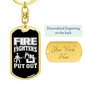 Firefighters Put Out Fire Keychain Stainless Steel or 18k Gold Dog Tag Keyring-Express Your Love Gifts