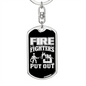 Firefighters Put Out Fire Keychain Stainless Steel or 18k Gold Dog Tag Keyring-Express Your Love Gifts