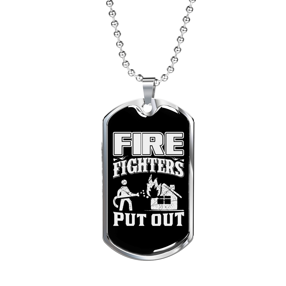 Firefighters Put Out Fire Necklace Stainless Steel or 18k Gold Dog Tag 24" Chain-Express Your Love Gifts