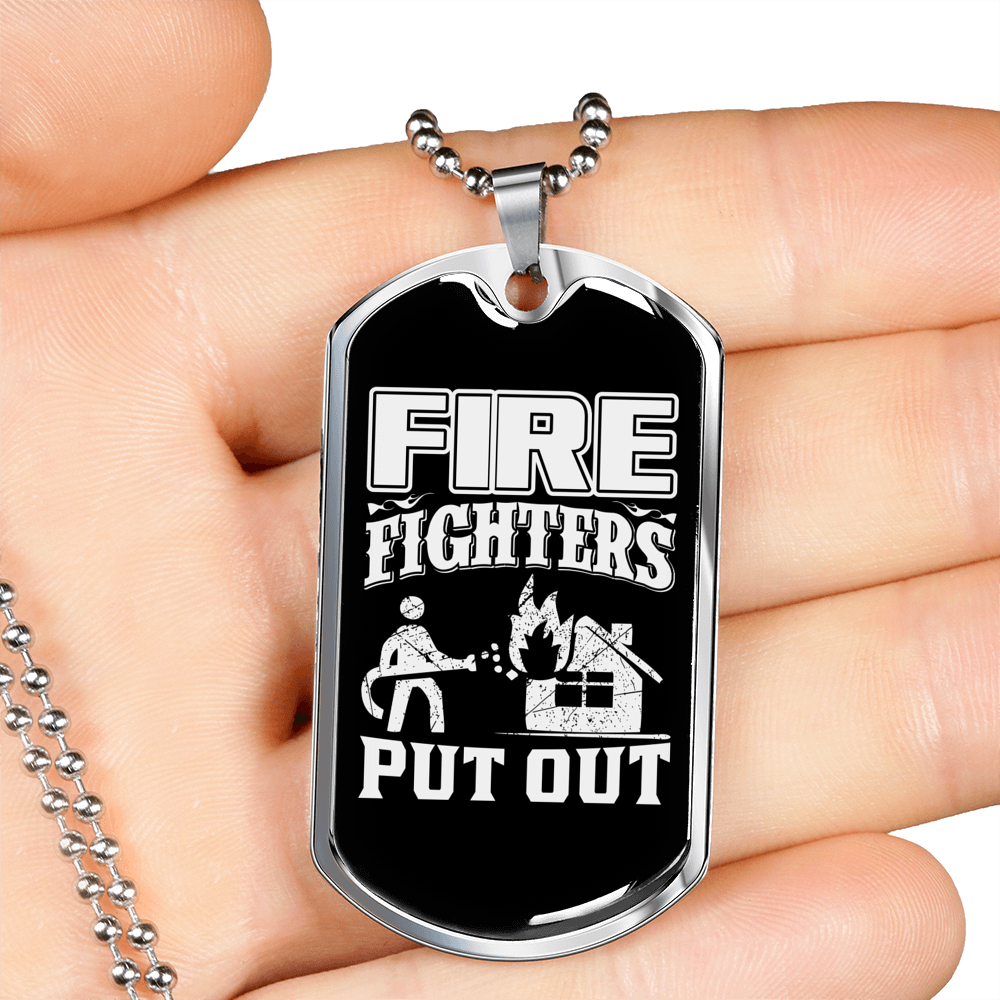 Firefighters Put Out Fire Necklace Stainless Steel or 18k Gold Dog Tag 24" Chain-Express Your Love Gifts