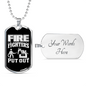 Firefighters Put Out Fire Necklace Stainless Steel or 18k Gold Dog Tag 24" Chain-Express Your Love Gifts