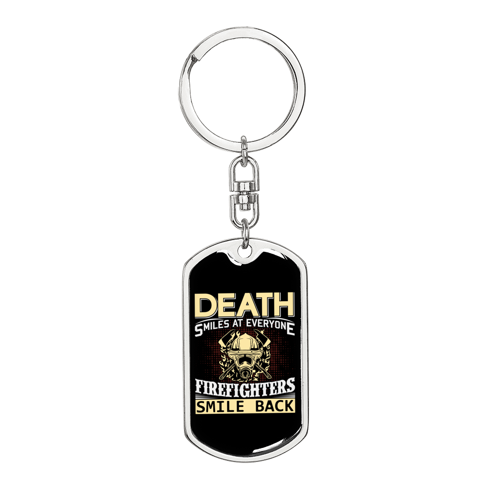 Firefighters Smile Back Keychain Stainless Steel or 18k Gold Dog Tag Keyring-Express Your Love Gifts
