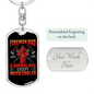 Fireman Dad Firefighter Keychain Stainless Steel or 18k Gold Dog Tag Keyring-Express Your Love Gifts