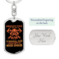 Fireman Dad Much Cooler Keychain Stainless Steel or 18k Gold Dog Tag Keyring-Express Your Love Gifts