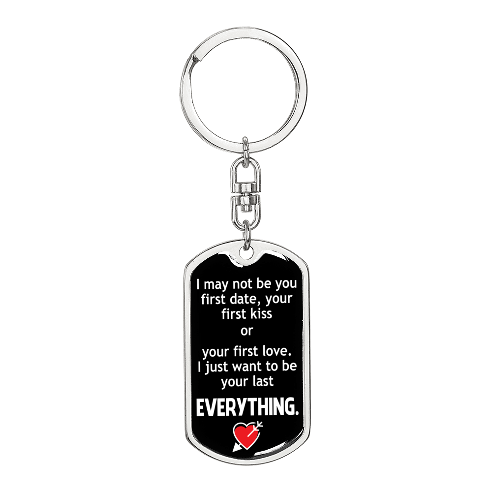 First And Last Date Keychain Stainless Steel or 18k Gold Dog Tag Keyring-Express Your Love Gifts