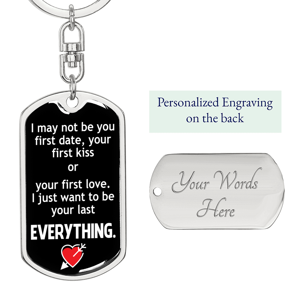 First And Last Date Keychain Stainless Steel or 18k Gold Dog Tag Keyring-Express Your Love Gifts