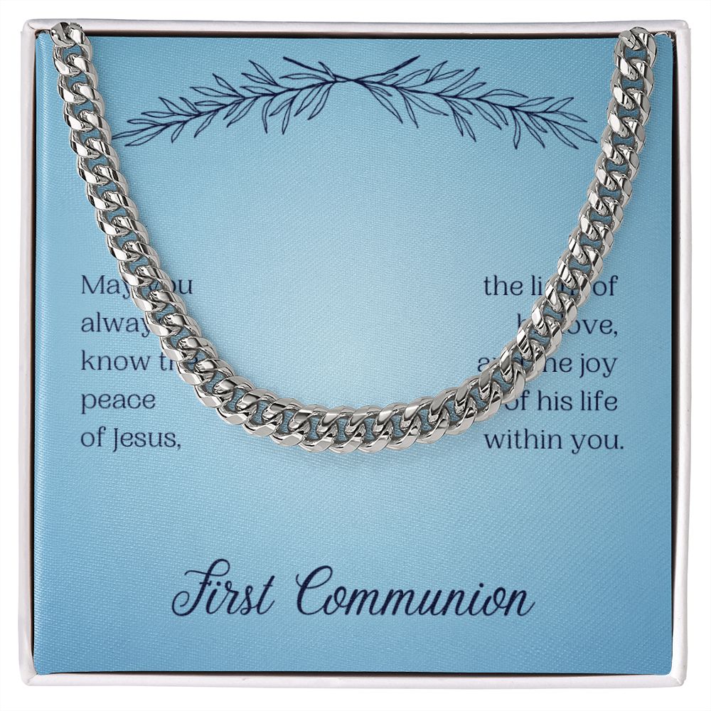 First Communion May You Always Know the Peace of Jesus Cuban Chain-Express Your Love Gifts