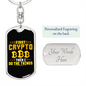First Crypto Crypto Keychain Stainless Steel or 18k Gold Dog Tag Keyring-Express Your Love Gifts