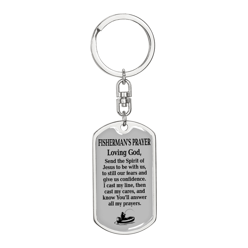 Fisherman'S Prayer Swivel Keychain Dog Tag Stainless Steel or 18k Gold-Express Your Love Gifts