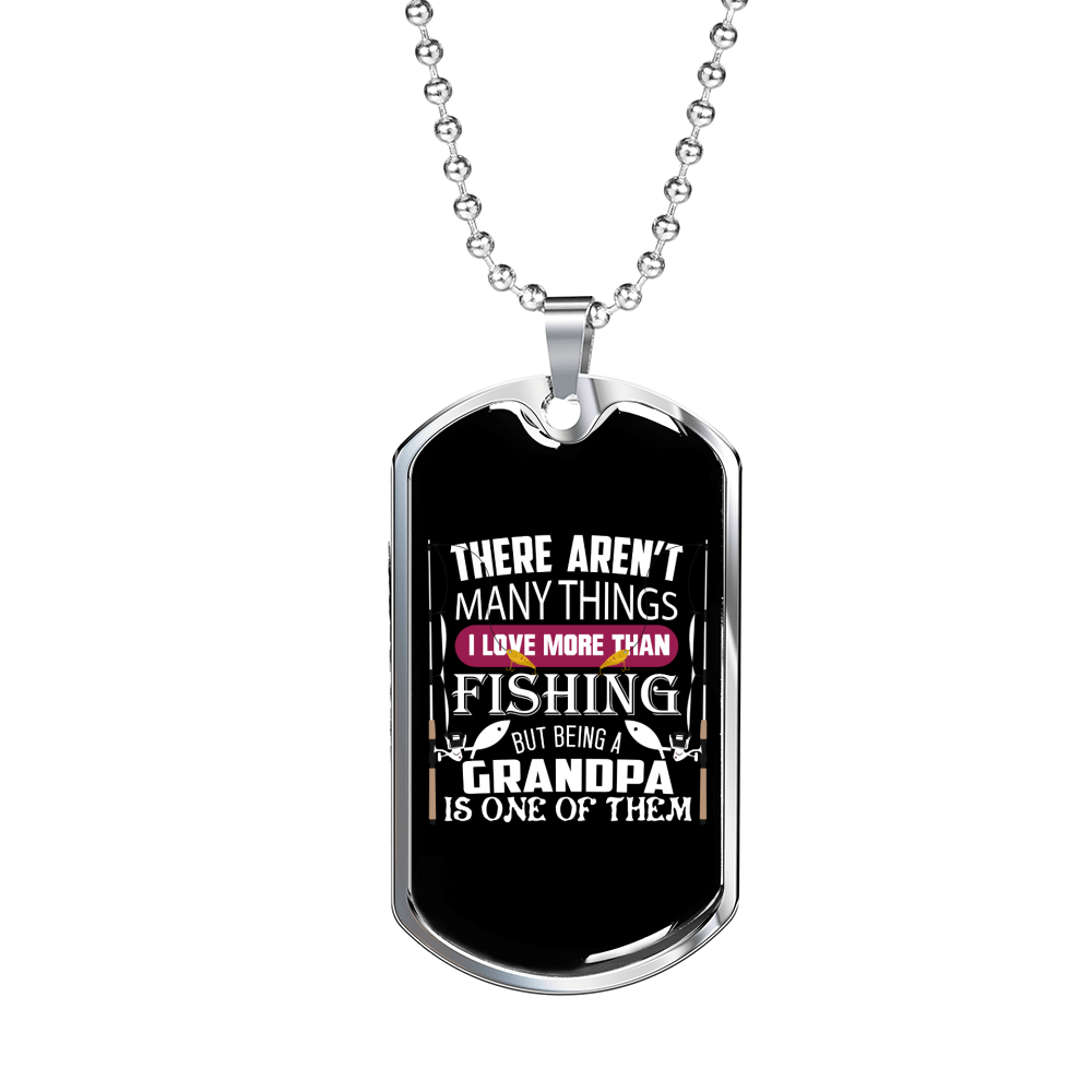 Fishing Calling Grandpa Necklace Stainless Steel or 18k Gold Dog Tag 24" Chain-Express Your Love Gifts