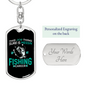 Fishing CAreer Fishing Keychain Stainless Steel or 18k Gold Dog Tag Keyring-Express Your Love Gifts