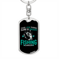 Fishing CAreer Fishing Keychain Stainless Steel or 18k Gold Dog Tag Keyring-Express Your Love Gifts