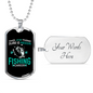 Fishing Career Green Necklace Stainless Steel or 18k Gold Dog Tag 24" Chain-Express Your Love Gifts
