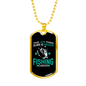 Fishing Career Green Necklace Stainless Steel or 18k Gold Dog Tag 24" Chain-Express Your Love Gifts