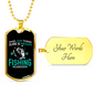 Fishing Career Green Necklace Stainless Steel or 18k Gold Dog Tag 24" Chain-Express Your Love Gifts
