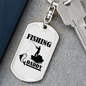 Fishing Daddy Keychain Stainless Steel or 18k Gold Dog Tag Keyring-Express Your Love Gifts