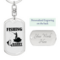 Fishing Daddy Keychain Stainless Steel or 18k Gold Dog Tag Keyring-Express Your Love Gifts