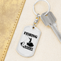 Fishing Daddy Keychain Stainless Steel or 18k Gold Dog Tag Keyring-Express Your Love Gifts