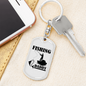 Fishing Daddy Keychain Stainless Steel or 18k Gold Dog Tag Keyring-Express Your Love Gifts