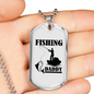 Fishing Daddy Necklace Stainless Steel or 18k Gold Dog Tag 24" Chain-Express Your Love Gifts