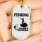 Fishing Daddy Necklace Stainless Steel or 18k Gold Dog Tag 24" Chain-Express Your Love Gifts