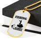 Fishing Daddy Necklace Stainless Steel or 18k Gold Dog Tag 24" Chain-Express Your Love Gifts