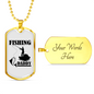 Fishing Daddy Necklace Stainless Steel or 18k Gold Dog Tag 24" Chain-Express Your Love Gifts