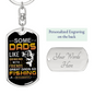 Fishing Daughter To Dad Keychain Stainless Steel or 18k Gold Dog Tag Keyring-Express Your Love Gifts