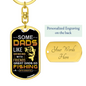 Fishing Daughter To Dad Keychain Stainless Steel or 18k Gold Dog Tag Keyring-Express Your Love Gifts