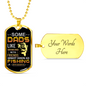 Fishing Daughter To Dad Necklace Stainless Steel or 18k Gold Dog Tag 24" Chain-Express Your Love Gifts