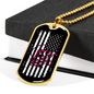 Fishing Flag Necklace Stainless Steel or 18k Gold Dog Tag 24" Chain-Express Your Love Gifts