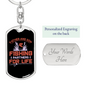 Fishing For Life Keychain Stainless Steel or 18k Gold Dog Tag Keyring-Express Your Love Gifts