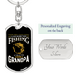 Fishing Grandpa Fishing Keychain Stainless Steel or 18k Gold Dog Tag Keyring-Express Your Love Gifts