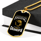 Fishing Grandpa Necklace Stainless Steel or 18k Gold Dog Tag 24" Chain-Express Your Love Gifts