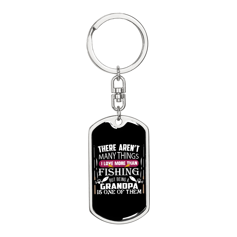 Fishing Grandpa One Of Them Keychain Stainless Steel or 18k Gold Dog Tag Keyring-Express Your Love Gifts