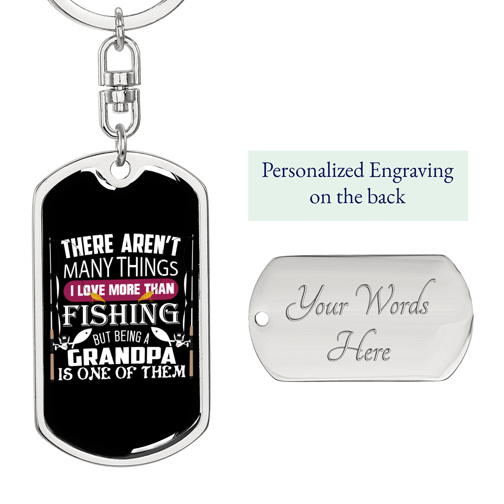 Fishing Grandpa One Of Them Keychain Stainless Steel or 18k Gold Dog Tag Keyring-Express Your Love Gifts