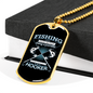 Fishing Hooker Necklace Stainless Steel or 18k Gold Dog Tag 24" Chain-Express Your Love Gifts