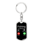 Fishing Is Calling Keychain Stainless Steel or 18k Gold Dog Tag Keyring-Express Your Love Gifts