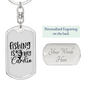 Fishing Is My Cardio Keychain Stainless Steel or 18k Gold Dog Tag Keyring-Express Your Love Gifts