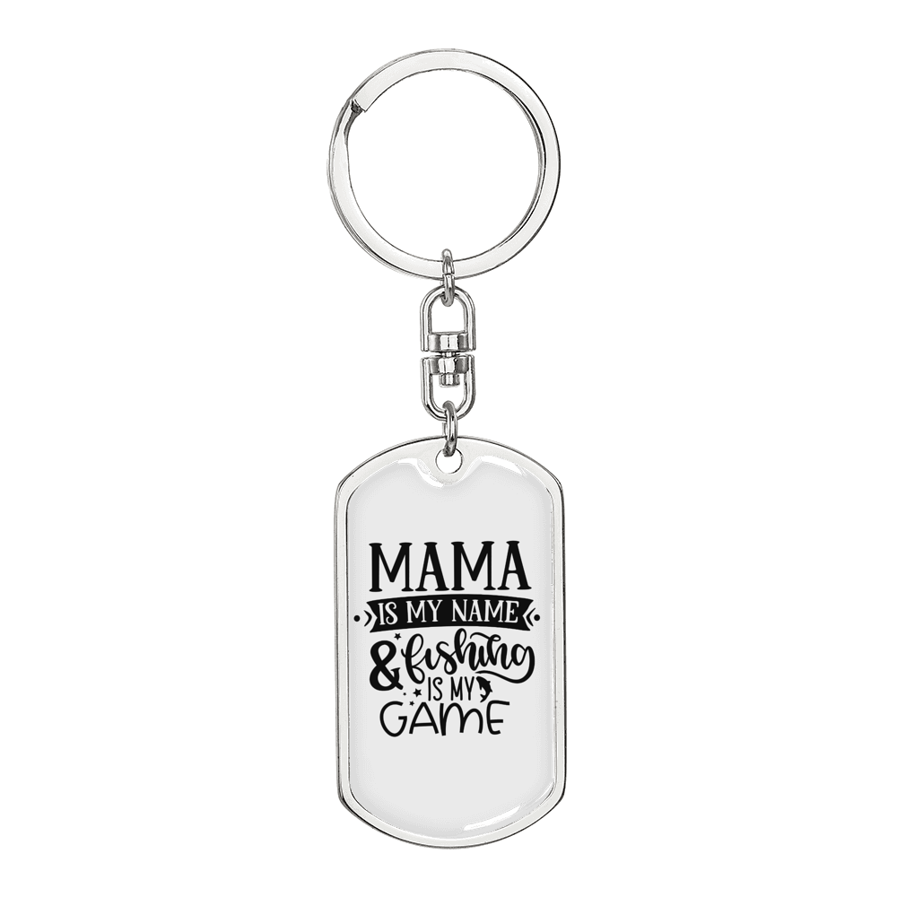 Fishing Is My Game Fishing Keychain Stainless Steel or 18k Gold Dog Tag Keyring-Express Your Love Gifts