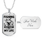 Fishing Part Of Life Necklace Stainless Steel or 18k Gold Dog Tag 24" Chain-Express Your Love Gifts