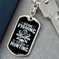 Fishing to Go Hunting Keychain Stainless Steel or 18k Gold Dog Tag Keyring-Express Your Love Gifts