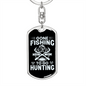 Fishing to Go Hunting Keychain Stainless Steel or 18k Gold Dog Tag Keyring-Express Your Love Gifts